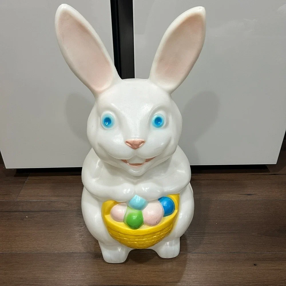 Vintage Empire Blow Mold Easter Bunny Rabbit Light Eggs Basket NO LIGHT